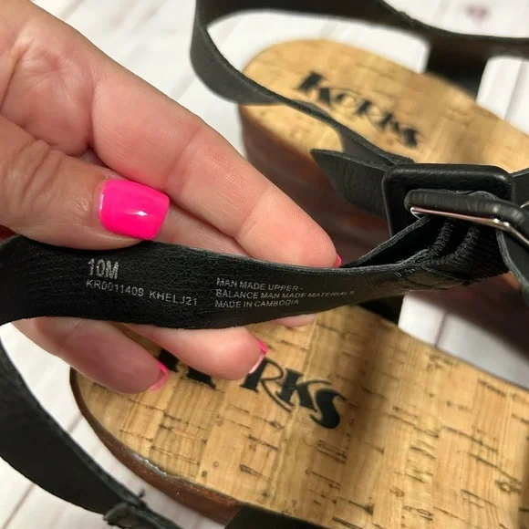 Korks Marley Strappy Wedge Sandals in Black Size 10 NEW!! - Picture 7 of 9